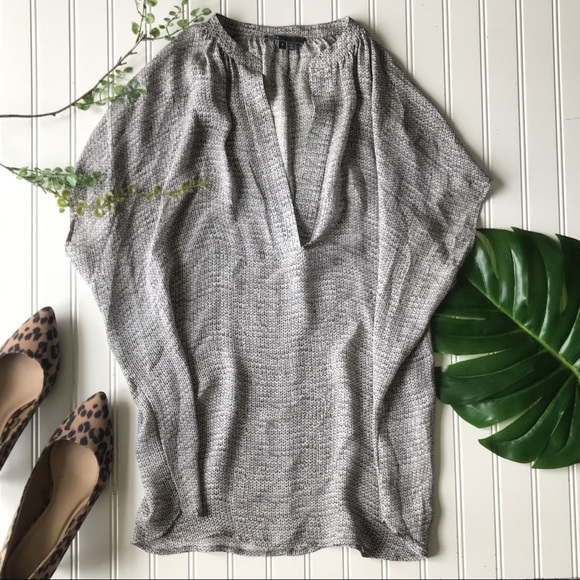 Vince Tops - Vince silk grey printed v neck oversized top
